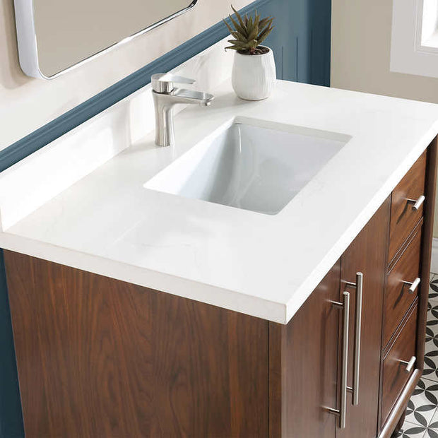 Northridge Home Maple Vanity with White Carrara Quartz Top, 36 in.