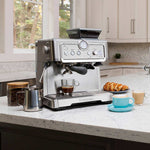 Stainless Steel Espresso Machine with Grinder & Milk Frother