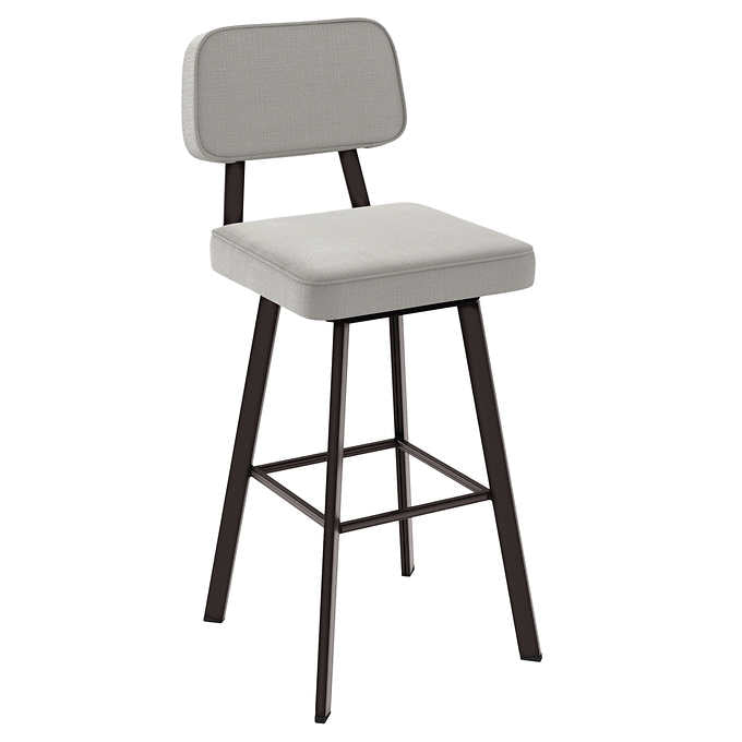 Amisco Clarkson Modern Grey and Beige Swivel Bar or Counter Stool