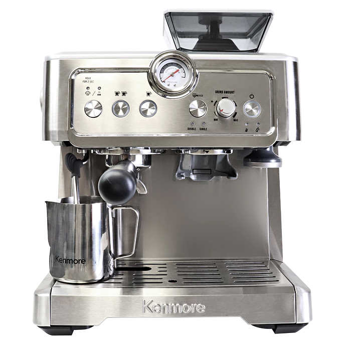 Stainless Steel Espresso Machine with Grinder & Milk Frother