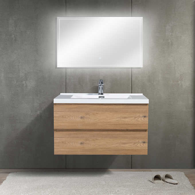 SERA CAPRI Vanity with Glossy White Polymarble Countertop