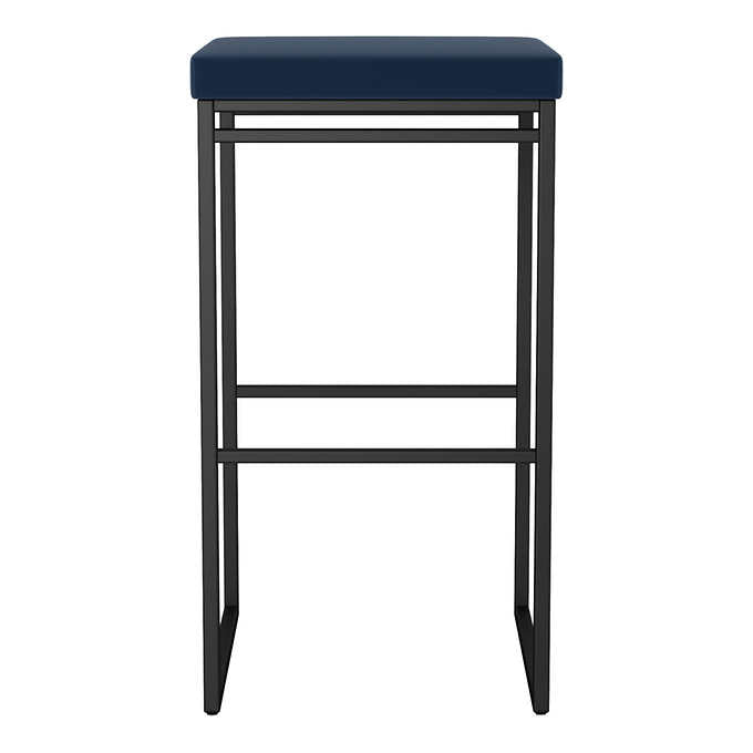 Amisco Easy Modern Counter Stool Blue Seat and Black Base