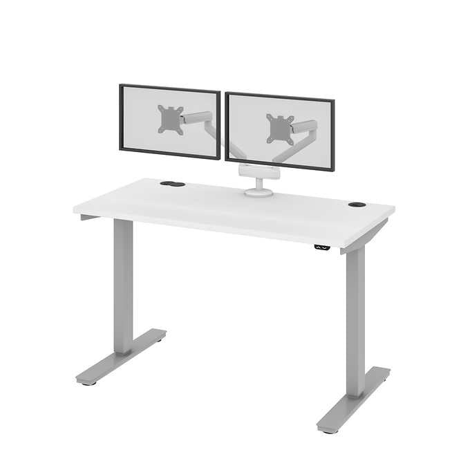Bestar Upstand 61 cm × 122 cm (24 in. × 48 in.) Height-adjustable Desk with Dual Monitor Arm