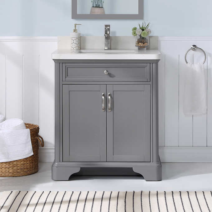 Northridge Home Augusta 30 in. Louvered Reversible Door Bathroom Vanity