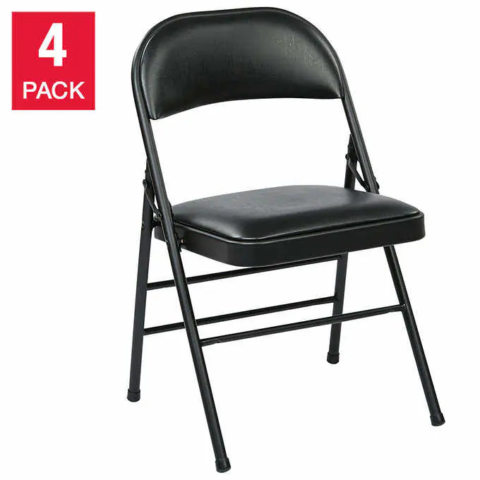 Vinyl Black Folding Chair Set of 4 for Office Use