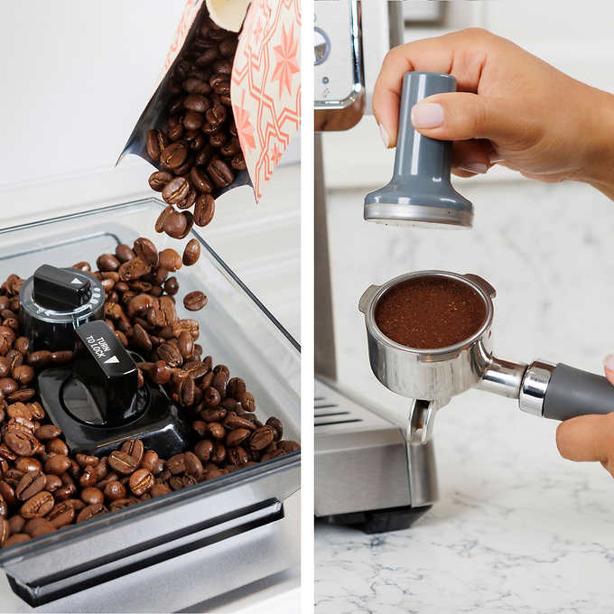 Stainless Steel Espresso Machine with Grinder & Milk Frother