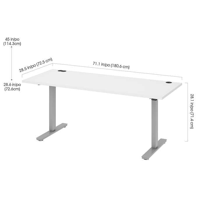 Bestar Upstand 72.39 cm × 182.88 cm (28.5 in. × 72 in.) Height-adjustable Desk