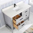 Northridge Home Chevron Single Vanity With Carrara Quartz Countertop, 48 in.