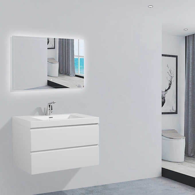 SERA CAPRI Vanity with Glossy White Polymarble Countertop