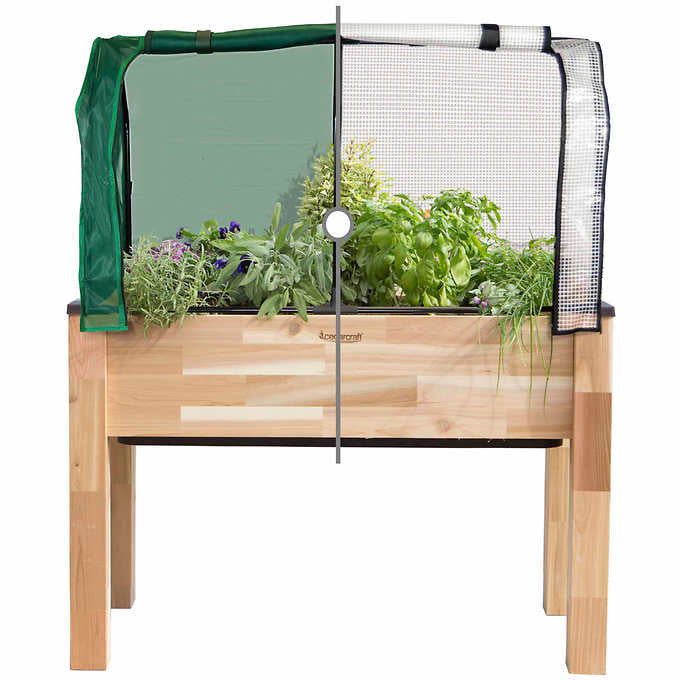 Cedarcraft Self-watering Elevated Cedar Planter with Greenhouse and Cover