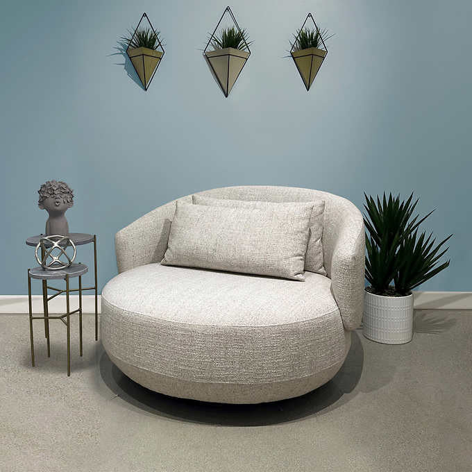 Spin Beige Round Fabric Chair