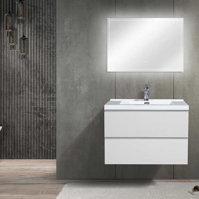 SERA CAPRI Vanity with Glossy White Polymarble Countertop