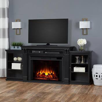 Real Flame Tracey Grand 84 in. Black Media Console Fireplace