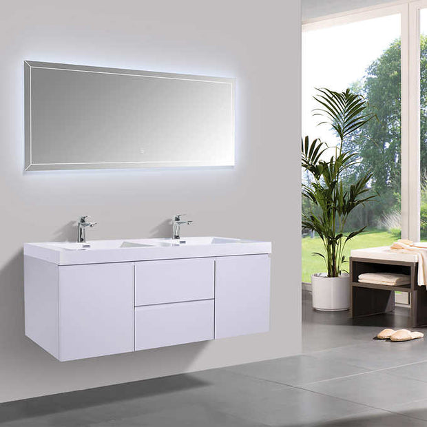 SERA 60 in. CAPRI Vanity with Glossy White Polymarble Countertop