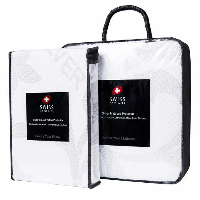 Swiss Comforts Waterproof Silver Mattress & Pillow Protector Set