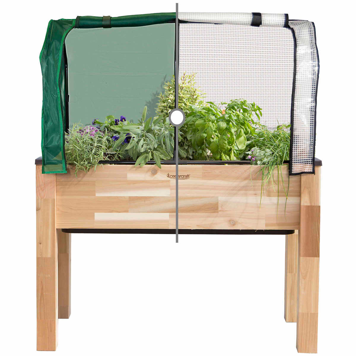 Cedarcraft Self-watering Elevated Cedar Planter with Greenhouse and Cover