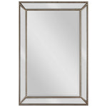 Rectangular Mirror with Beaded Frame and Antique Brass Finish