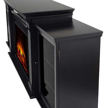 Real Flame Tracey Grand 84 in. Black Media Console Fireplace