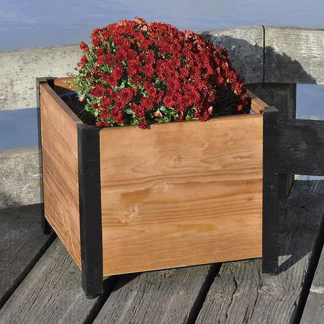 Grapevine Urban Garden Planter, Recycled Wood and Metal, Square