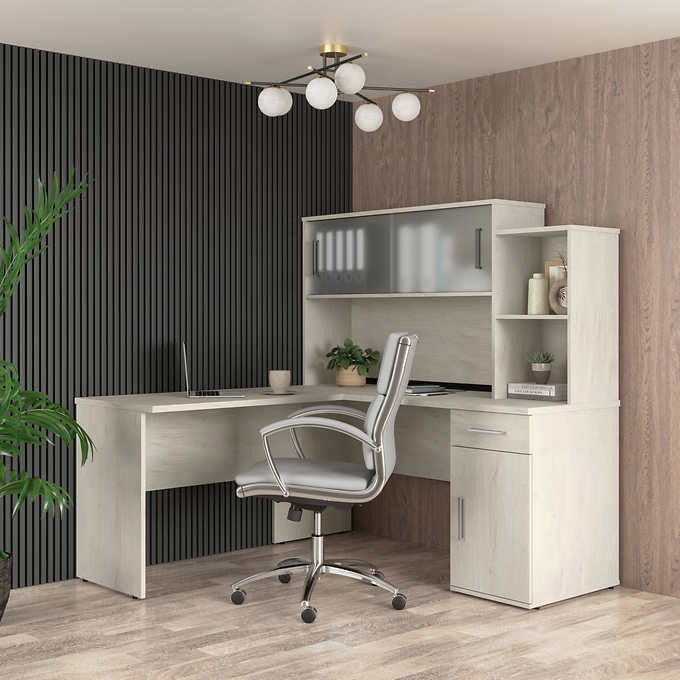 Bestar Orford L-Shaped Desk with Hutch