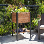Grapevine Urban Garden Tall Recycled Wood and Metal Planter with Shelf