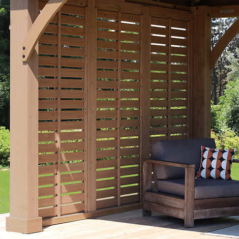 Yardistry 3.7 m (12 ft.) Cedar Privacy Wall for Gazebo
