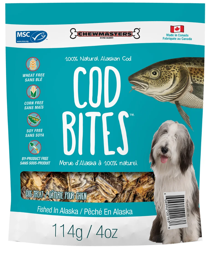 Chewmasters Cod Bite Dog Treats, 6 x 114 g (4 oz)