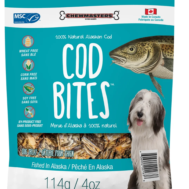 Chewmasters Cod Bite Dog Treats, 6 x 114 g (4 oz)
