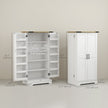 47-Inch Cream White Wood Grain Farmhouse Pantry Cabinet with Adjustable Shelves
