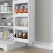 47-Inch Cream White Wood Grain Farmhouse Pantry Cabinet with Adjustable Shelves