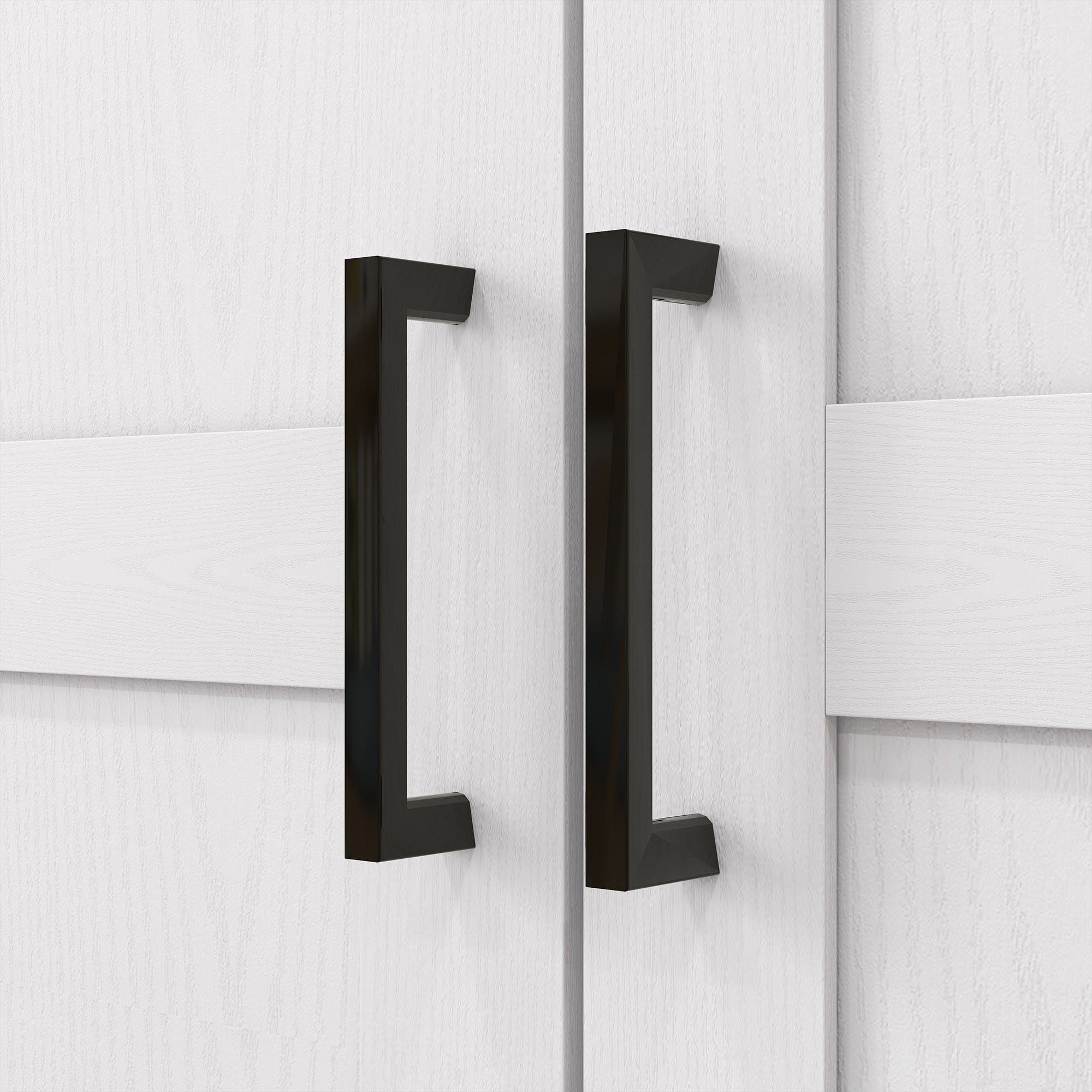 47-Inch Cream White Wood Grain Farmhouse Pantry Cabinet with Adjustable Shelves