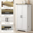 47-Inch Cream White Wood Grain Farmhouse Pantry Cabinet with Adjustable Shelves