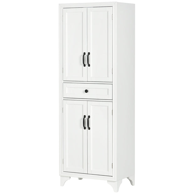 67-Inch White Pantry Cabinet with Shaker Doors and Adjustable Shelves