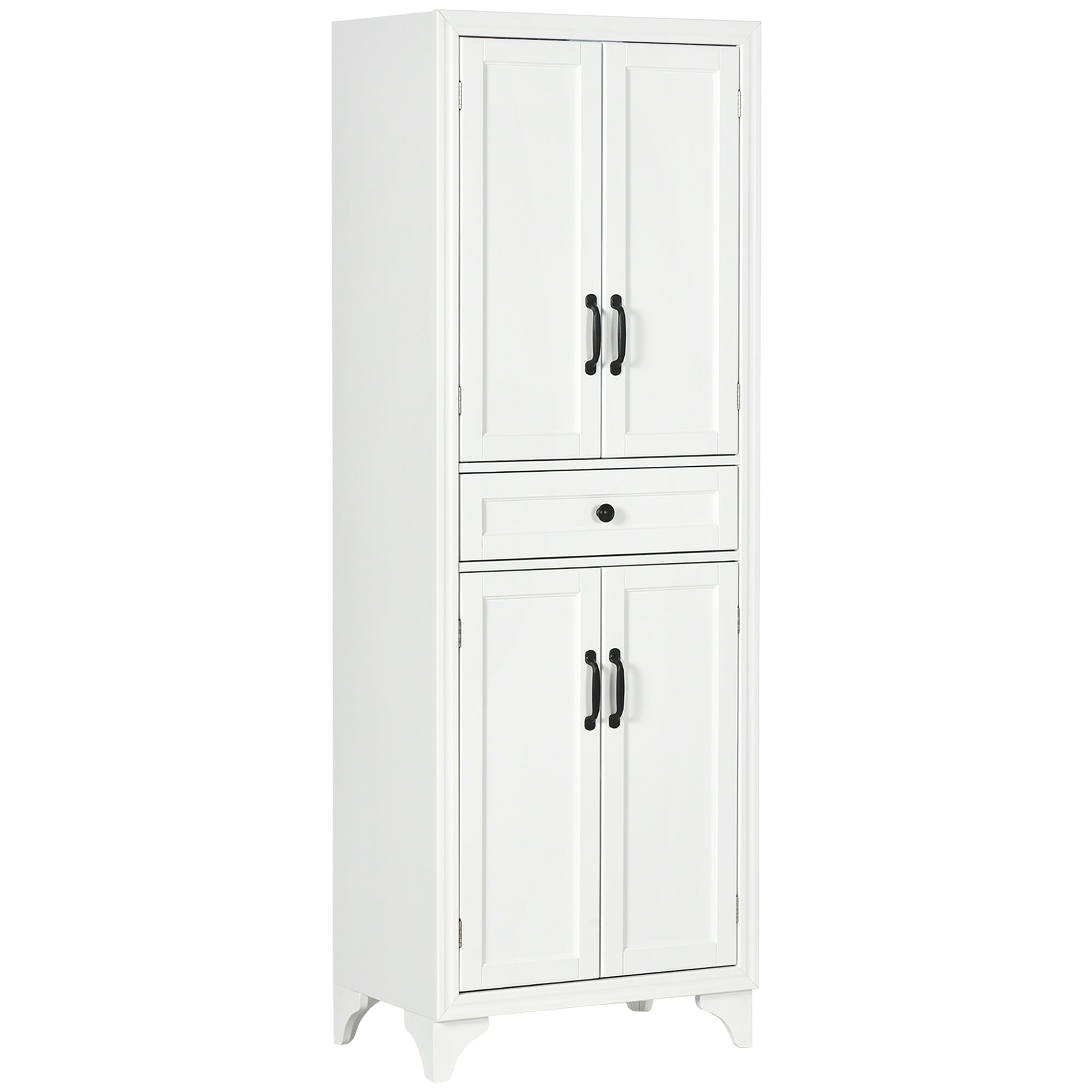 67-Inch White Pantry Cabinet with Shaker Doors and Adjustable Shelves