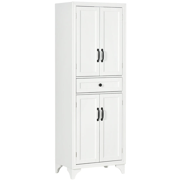 67-Inch White Pantry Cabinet with Shaker Doors and Adjustable Shelves