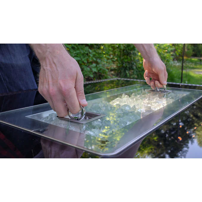 Outland Living Rectangular Fire Table Glass Lid and Wind Fence Set