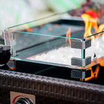 Outland Living Rectangular Fire Table Glass Lid and Wind Fence Set