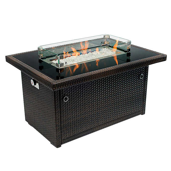 Outland Living Rectangular Fire Table Glass Lid and Wind Fence Set