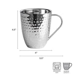 Double Wall Stainless Hammered Set of 4 Mugs