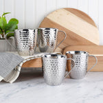 Double Wall Stainless Hammered Set of 4 Mugs