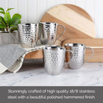 Double Wall Stainless Hammered Set of 4 Mugs