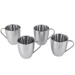 Double Wall Stainless Hammered Set of 4 Mugs