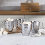 Double Wall Stainless Hammered Set of 4 Mugs