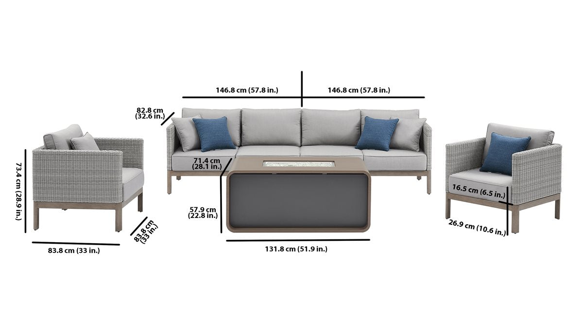 Palermo 5-piece Conversation Set with Fire Table