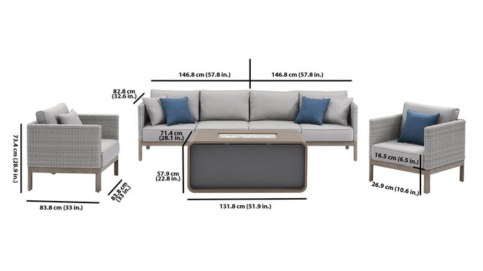 Palermo 5-piece Conversation Set with Fire Table