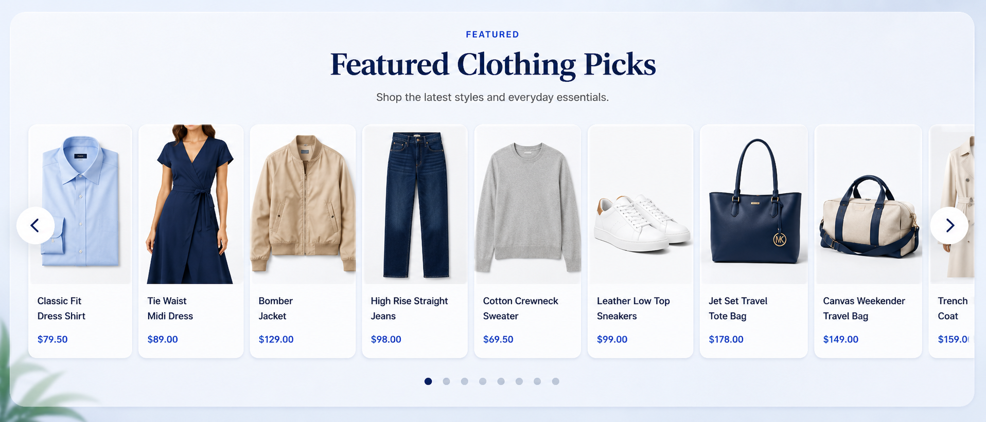 Featured clothing picks running slider design