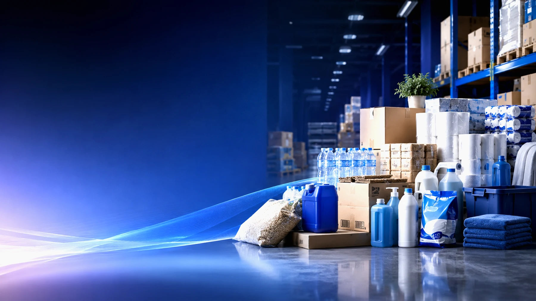 Wholesale products in warehouse display